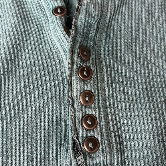 We The Free Teal Button-Up Distressed Henley - Picture 4 of 5